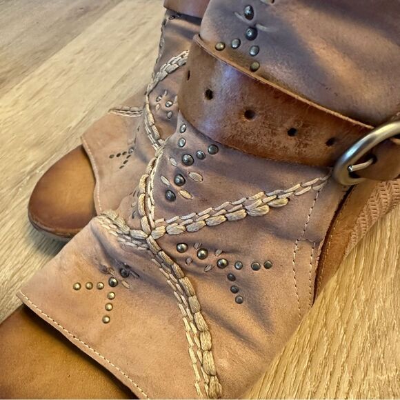 Miz Mooz Caitlin Ankle Leather Booties Peep toe shoes in Rose size 37/6.5-7 - Picture 7 of 11